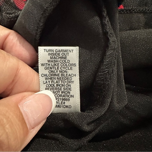 Madden Girl Black Mesh Mini Dress Red Heart Print Lace Trim Slip Dress Size M - Picture 13 of 16